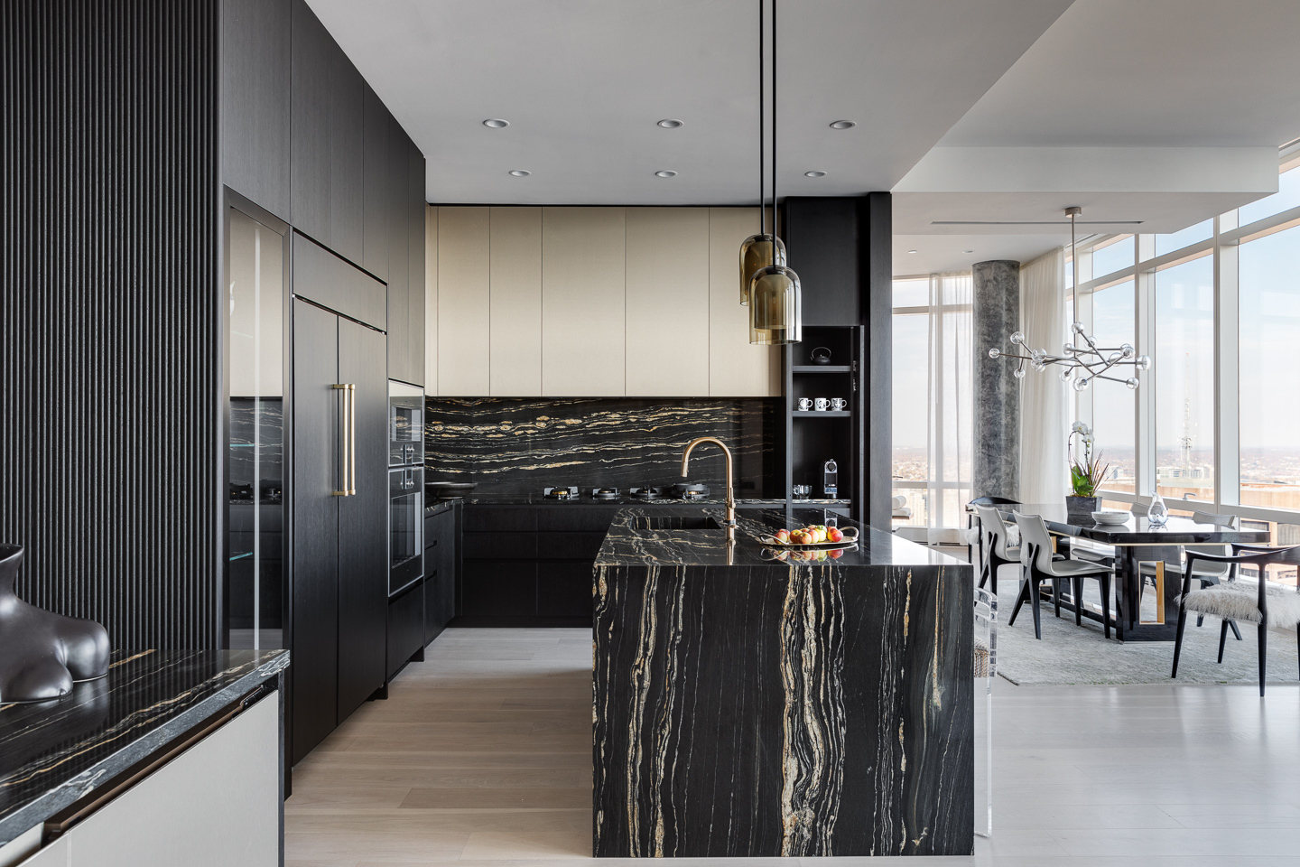 Wine display and kitchen