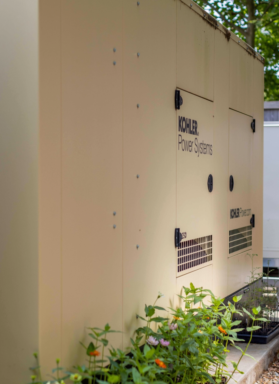 Kohler standby generator installed at a luxury residence, serviced under an annual load test